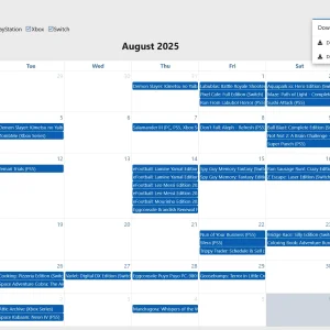 Video game release calendar